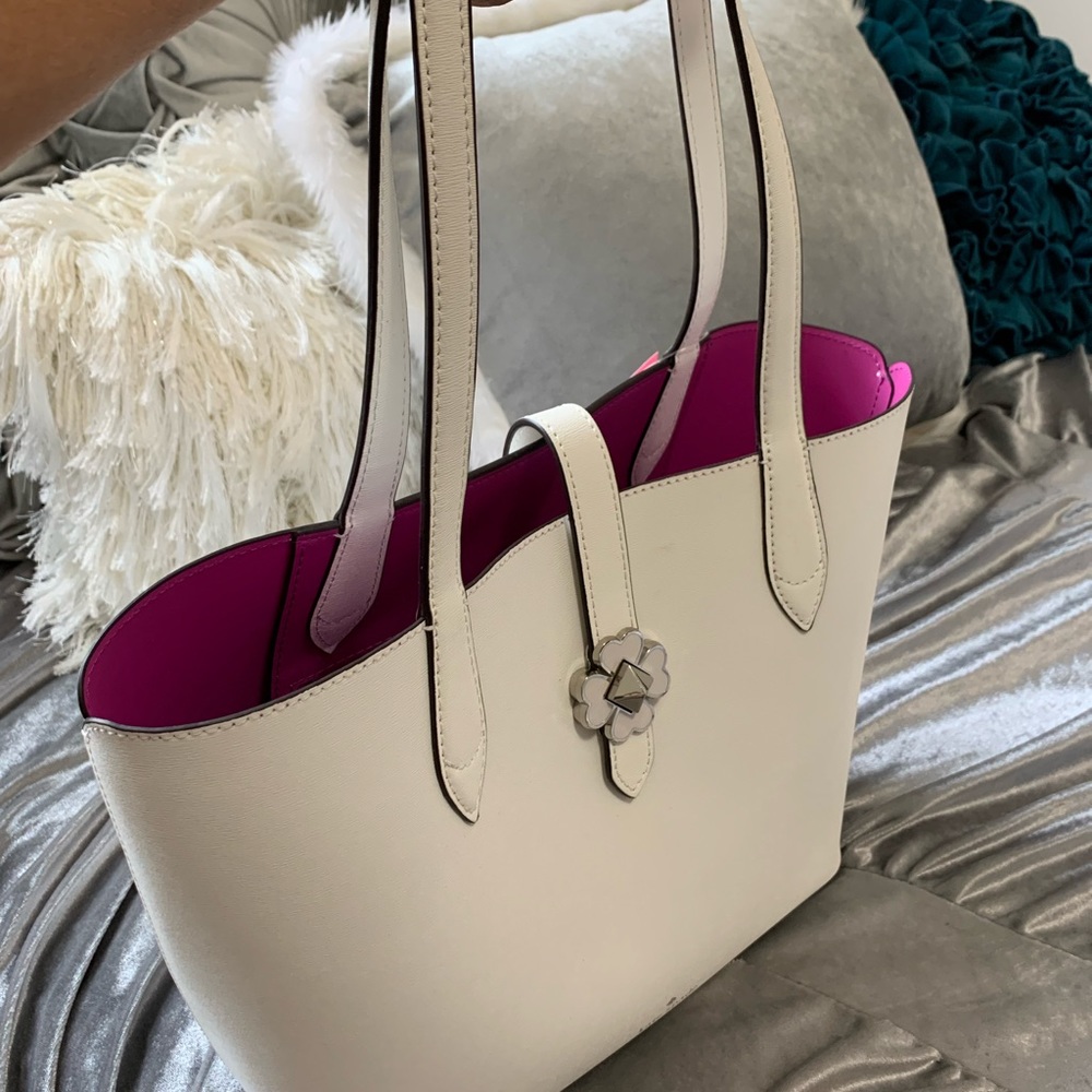 Kate spade “Kaci” Opticwhite  leather medium tote